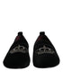 Dolce & Gabbana Black Velvet Crystal Crown Loafers Dress Shoes